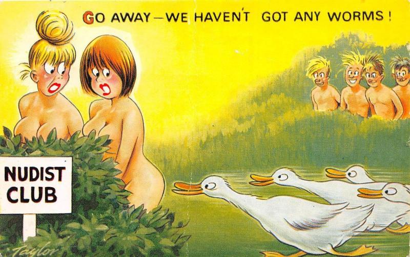 D62/ Nude Comic Bamforth Risque Postcard c1940s Boobs Woman Nudest Club Goose 1