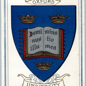 c1900s Oxford England University Coat of Arms Postcard Embossed Crest Shield UK