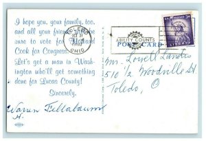 1960 Howard Cook For Congress Warren Fellabaum Ohio Campaign Postcard P2