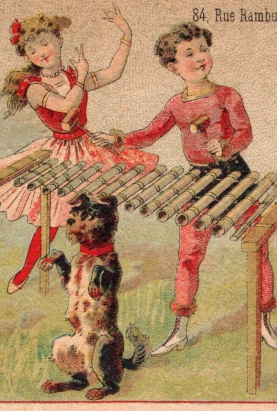 1880s Biscuits Guillout Chocolat Le Tubophone Game Cute Dog F158