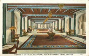 Illinois Chicago Edgewater Beach Hotel interior 1950s Teich Postcard 22-10424