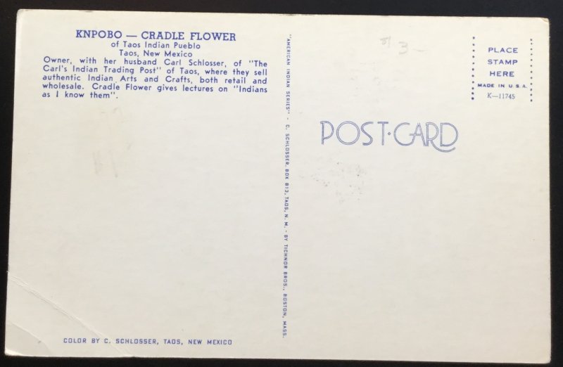 Postcard Unused Knpobo Cradle Flower of Taos Indian Pueblo Taos NM LB