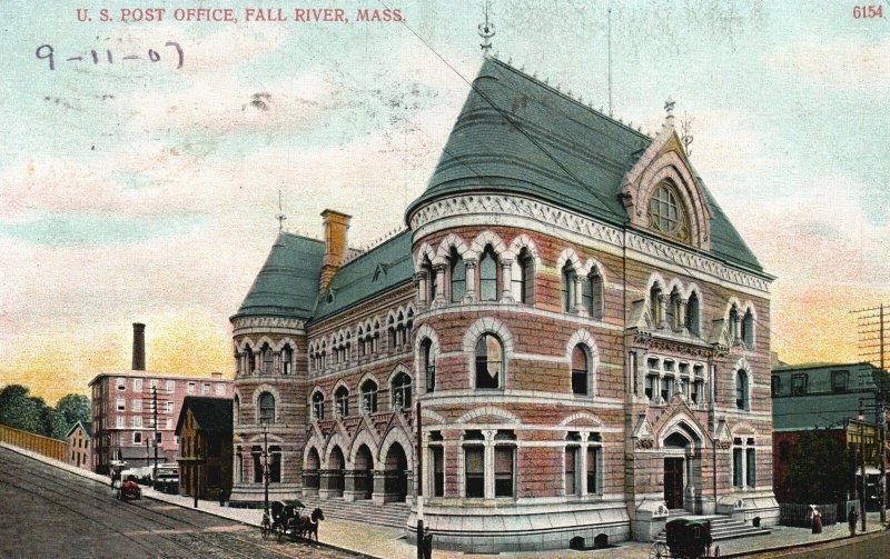 Vintage Postcard 1907 United States Post Office Fall River Massachusetts MA