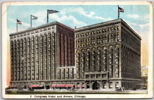 Chicago Illinois ILL, 1923 Congress Hotel and Annex Building, Vintage Postcard