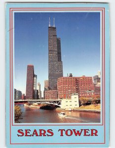 Postcard Sears Tower & Chicago River Chicago Illinois USA
