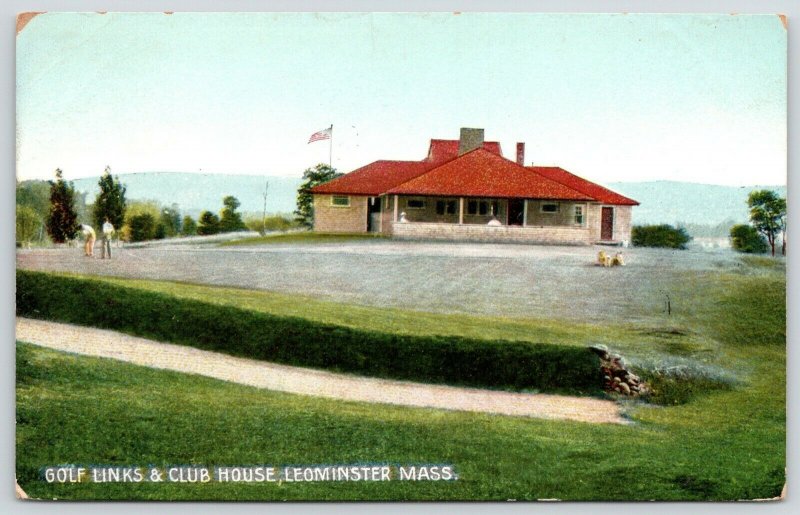 Leominster Massachusetts~Golf Course Links & Club House~Fellows Tee Off~c1910 