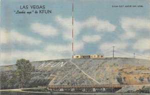 LAS VEGAS Looks up to KFUN Radio Station New Mexico 1947 Vintage Postcard