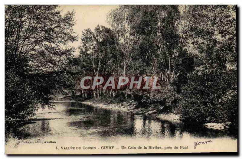 Old Postcard Vallee Du Cousin Givry Un Coin De La Riviere Pres Du Pont