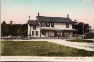 Sea View MA Railroad Station Train Depot Horse Buggy Unused Postcard H21