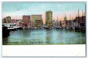 c1905 Harbor Boat River Lake Showing Oyster Fleet Baltimore Maryland MD Postcard