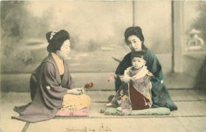 Ethnic Dress Woman Child Japan hand colored 1913 Postcard 21-283