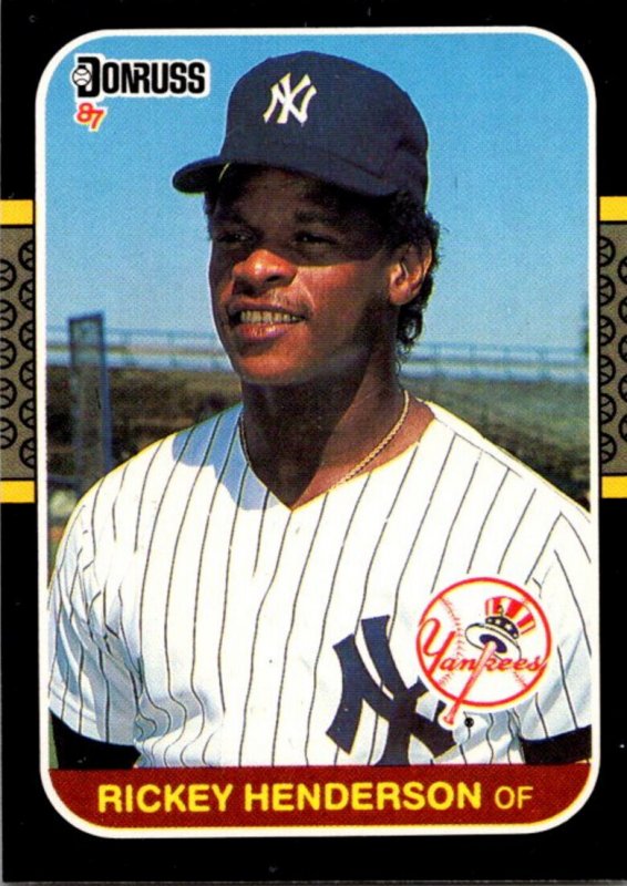 1987 DONRUSS Baseball Card Rickey Henderson OF New York Yankees sun0535