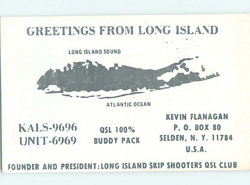 Pre-1980 RADIO CARD - CB HAM OR QSL Long Island - Selden New York NY AH1829