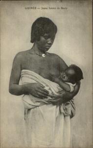 Guinee Guinea West Africa Ethnography Mother Breastfeeding Baby c1910 Postcard