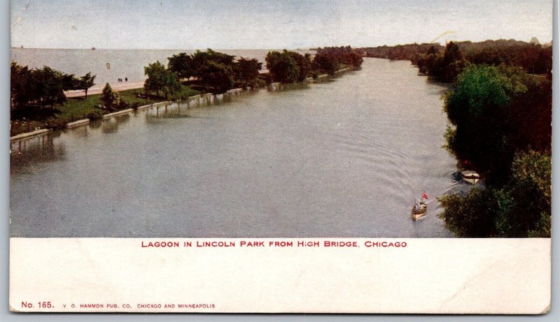 Vtg Chicago Illinois IL Lagoon In Lincoln Park From High Bridge 1900s Postcard