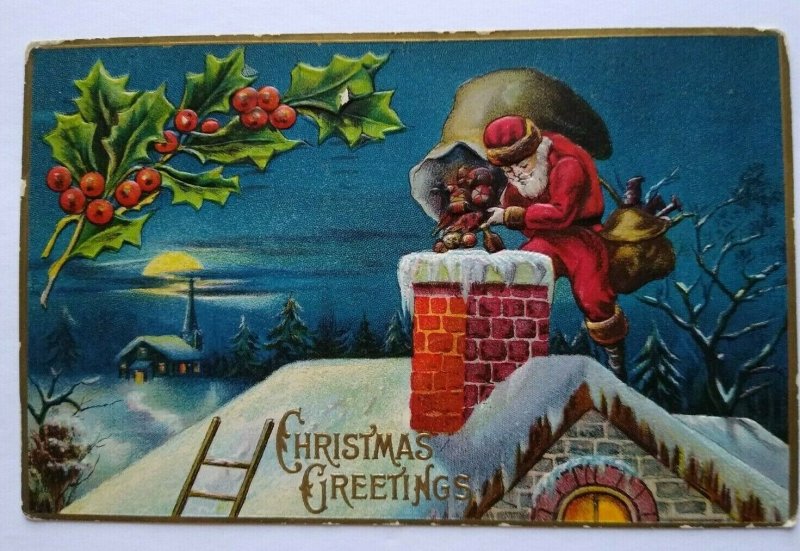 Vintage Santa Claus Christmas Postcard Santway Series 101 Embossed Erie Pa 1910