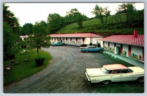 Hillside Motel, Watertown New York, Vintage Chrome Postcard, Old Cars