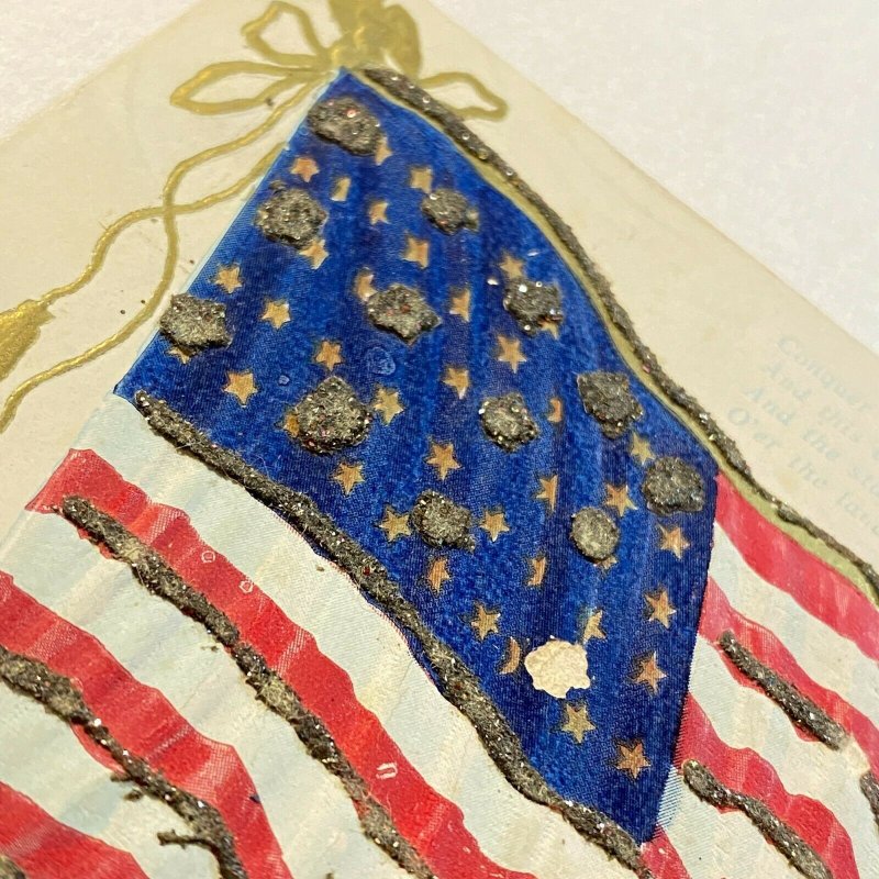 American Flag patriotic postcard nice rendering glitter mica c1906 undivided