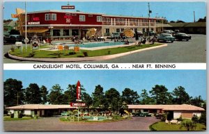 Vtg Columbus Georgia GA Candlelight Motel & Restaurant 1950s View Postcard