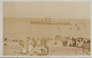 Clovelly England Paddle Steamer 'Devonia' Ship Boat RPPC Postcard E99