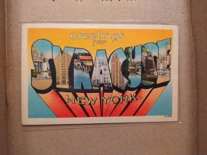 1943 Syracuse, New York Large Letter Linen Postcard