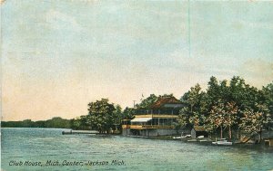 Postcard 1910 Michigan Jackson Club House Center Metropolitan roadside 22-12075