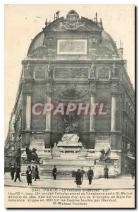 Old Postcard Paris Fountain St Michel