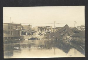 RPPC ALBION MICHIGAN FLOOD DISASTER RUINS DOWNTOWN REAL PHOTO POSTCARD