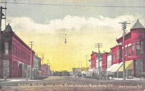 Rock Falls IL Street View Storefronts Horse & Wagons 1910 Postcard