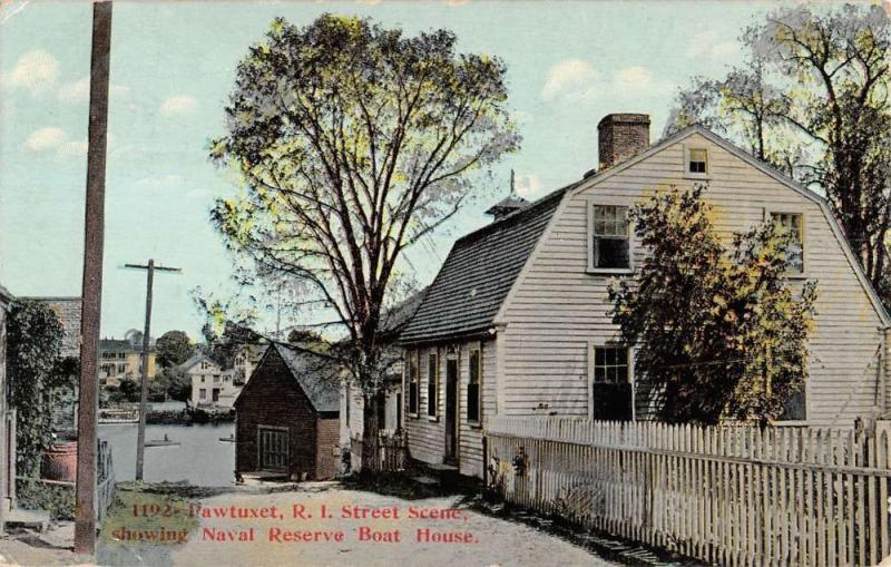 Pawtuxet Rhode Island Naval Reserve Boat House Antique Postcard K12255