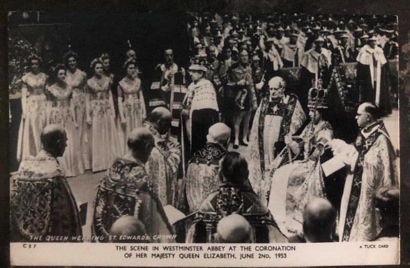 Mint England RPPC Postcard Scene At The Coronation HM Queen Elizabeth II