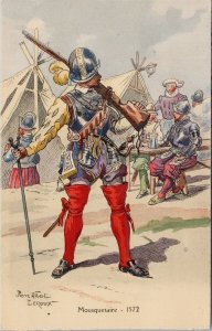 Mousquetaire 1572 Soldier Military Pierre Albert Leroux Postcard G63