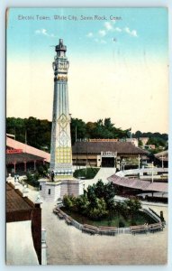 SAVIN ROCK, Connecticut ~ Electric Tower WHITE CITY Amusement Park 1910 Postcard