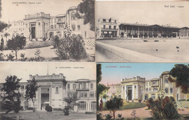 Alexandria Port Said 4x Egypt Egyptian Casino Antique Postcard Gambling Bundle