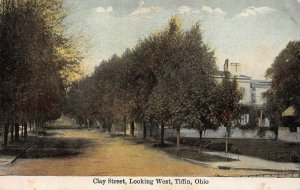 LP92 Tiffin   Ohio Postcard Clay St. Looking West