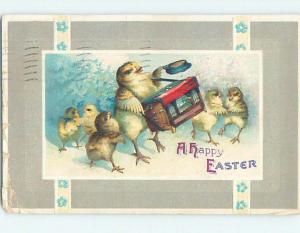 Divided-Back Easter HUMANIZED CHICK WITH CAP AND ORGAN GRINDER j6378