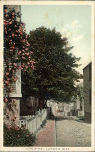 Nantucket Mass MA Flora Street Marshall Gardiner Vintage Postcard