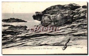 Old Postcard Quiberon Les Rochers De La Cote Sauvage