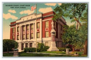 Postcard Bourbon County Courthouse Fort Scott Kansas Vintage Standard View Card