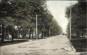 Waukegan IL West Street c1910 Postcard rpx