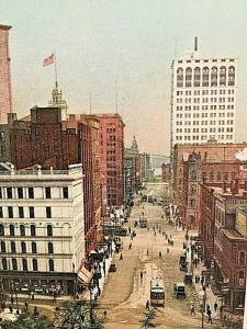 Postcard Antique Birds Eye View of Griswold Street  , Detroit, MI    U2