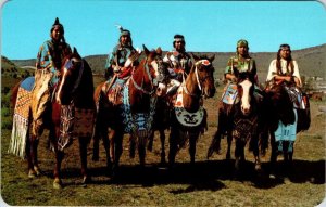 Warm Springs, OR Oregon  NATIVE AMERICAN INDIAN PRINCESSES On HORSES  Postcard