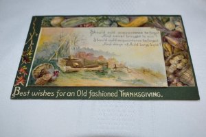 Best Wishes for an Old-Fashioned Thanksgiving Turkey Fall Landscape Postcard