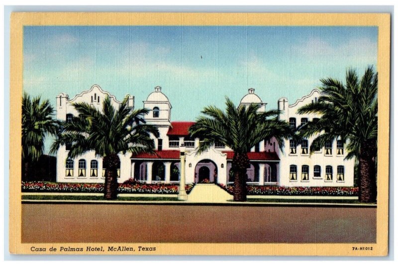 1948 Casa De Palmas Hotel McAllen Roadside Entrance Texas TX Antique Postcard 