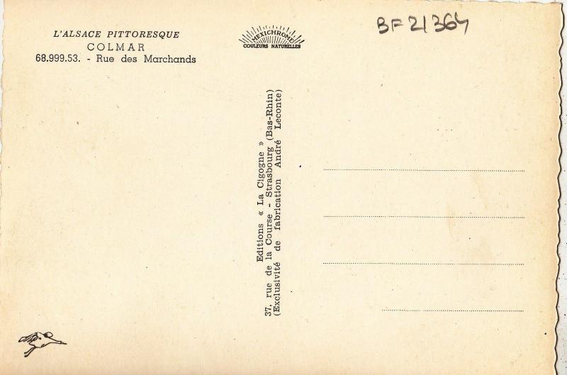 BF21364 colmar rue des marchands   france  front/back image
