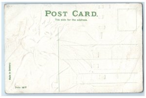 c1910's Christmas Greetings Angel Floating With Christmas Tree Embossed Postcard