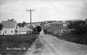 View of Enfield ME Dirt Road Buildings Views in 1915 Real Photo Postcard