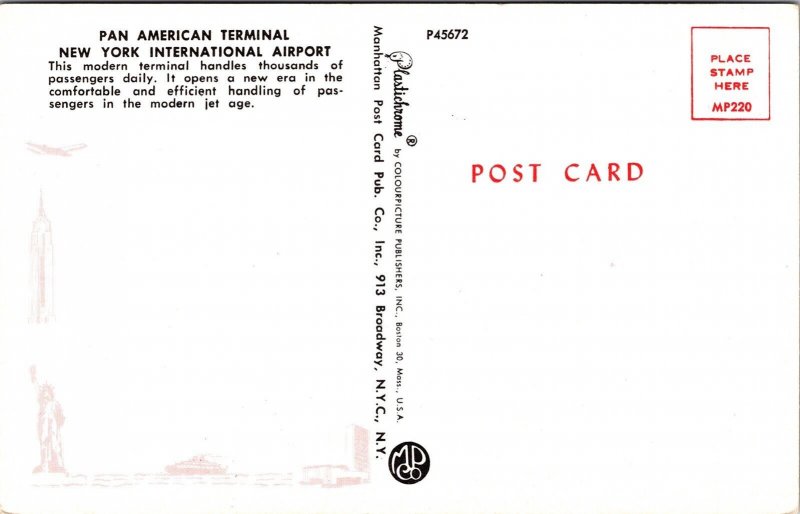 Pan American Terminal New York International Airport NY Chrome Postcard 