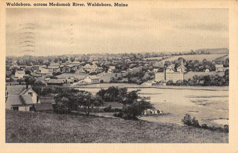 Waldoboro Maine Medomak River Birdseye View Antique Postcard K80742