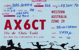 Carnarvon Western Australia Spear Hunting Amateur Radio 1970s QSL Card